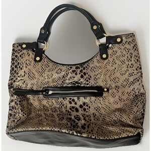 Kate Landry Snake Print‎ Metallic Handbag Bronze Brown Boho Hippie Shoulder Bag